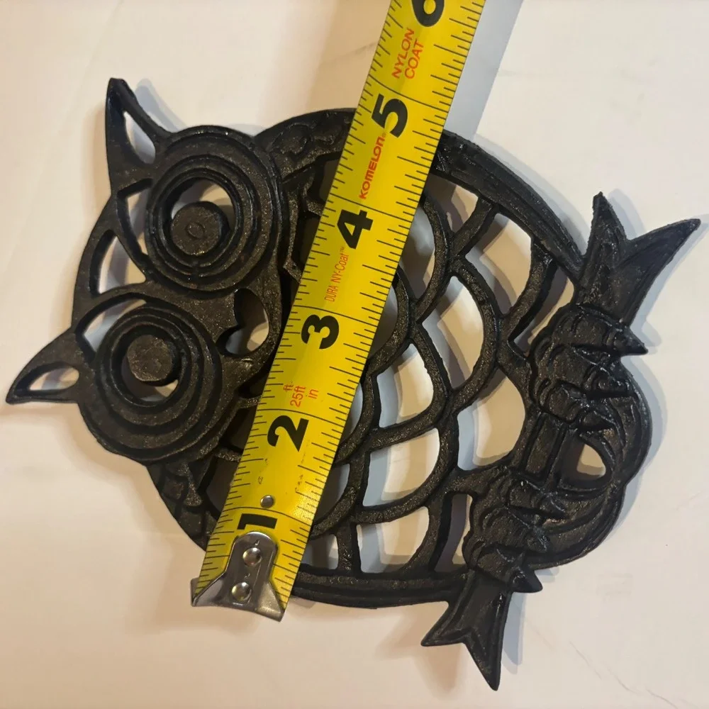 Vintage Black Cast Iron Owl Trivet Decor Pot Holder Rustic Farmhouse MCM REtro